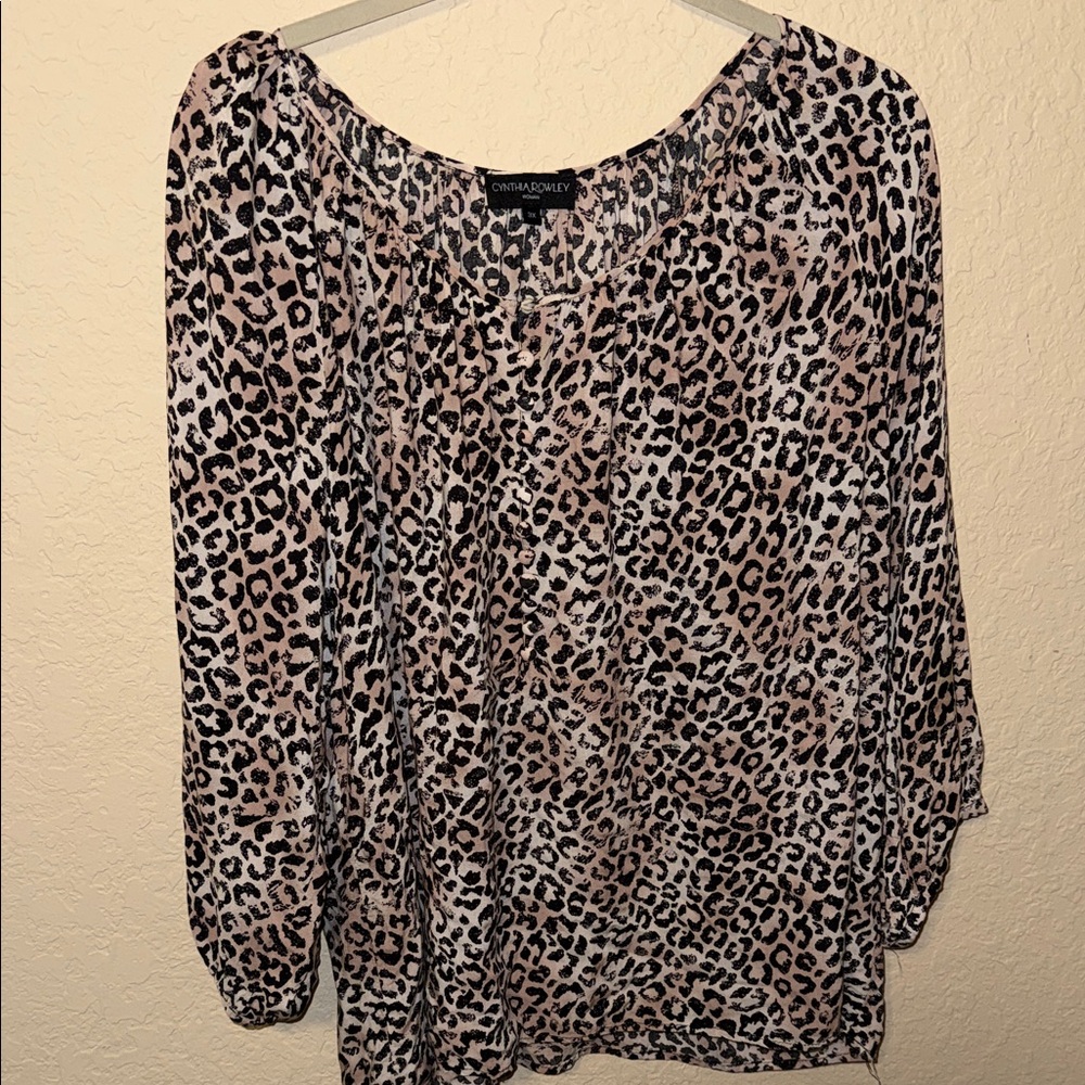 Cynthia Rowley Women’s Pink Leopard Print Blouse 3x